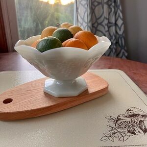 Vintage White Milk Glass Decorative Fruit Bowl